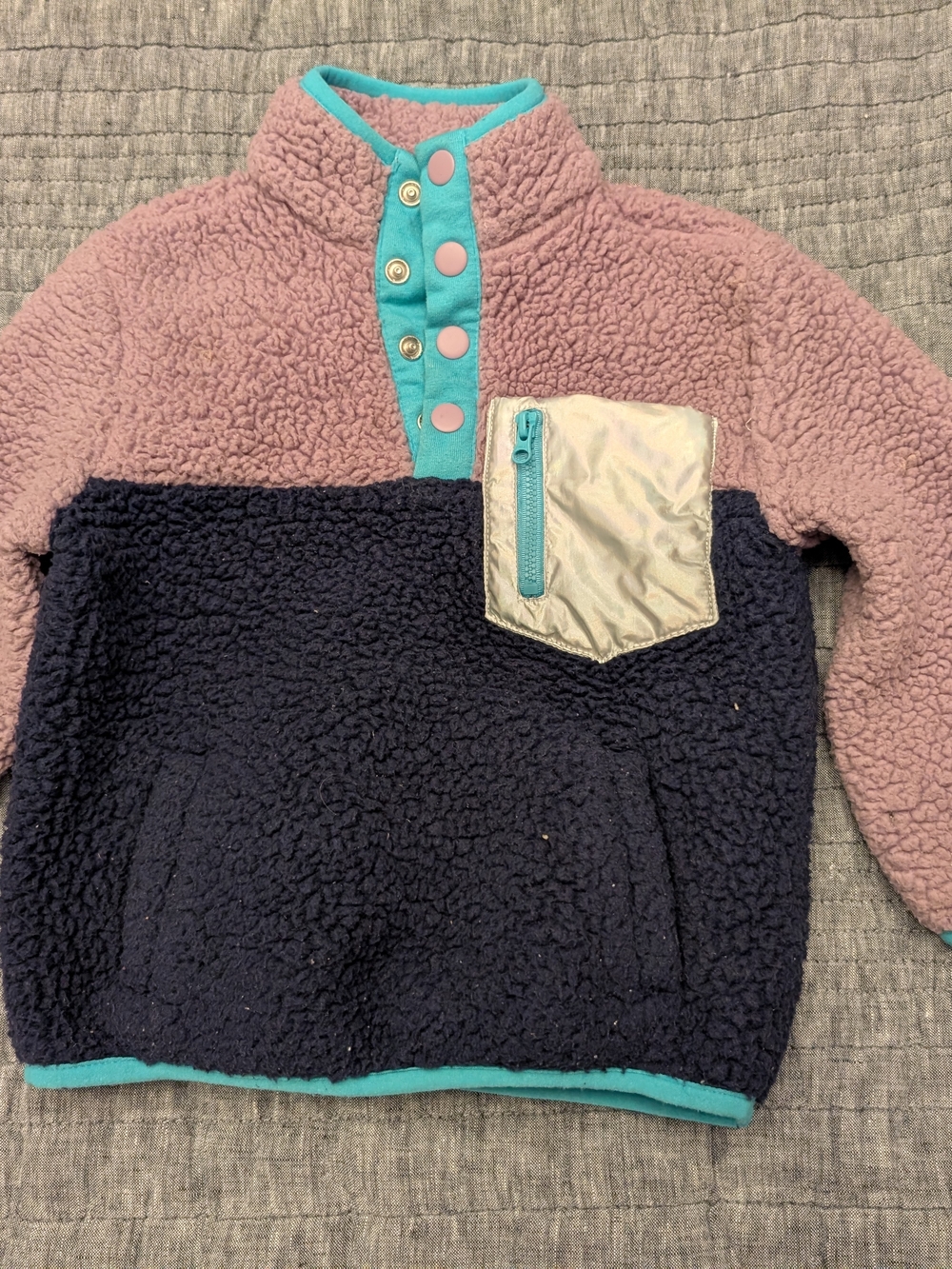 Lavender Pink and Navy Fleece Pullover (Sweater)